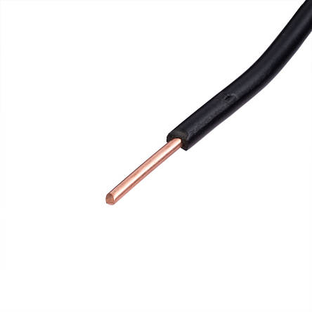 Дріт монолітний 1.0mm2 (18AWG/D1.13 мм, мідь, PVC), чорний, 1 м, фото 2