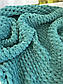 В'язаний плюшевий плед ручної роботи, 90*120см, смарагдовий, фото 3