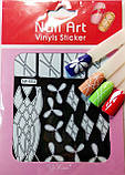 Білий трафарет Nail Art №405 (вінілові стікери, наклейки) на липкій основі для дизайну нігтів, фото 2