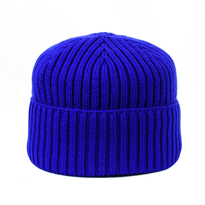 Зимова шапка з відворотом 1*1  синій