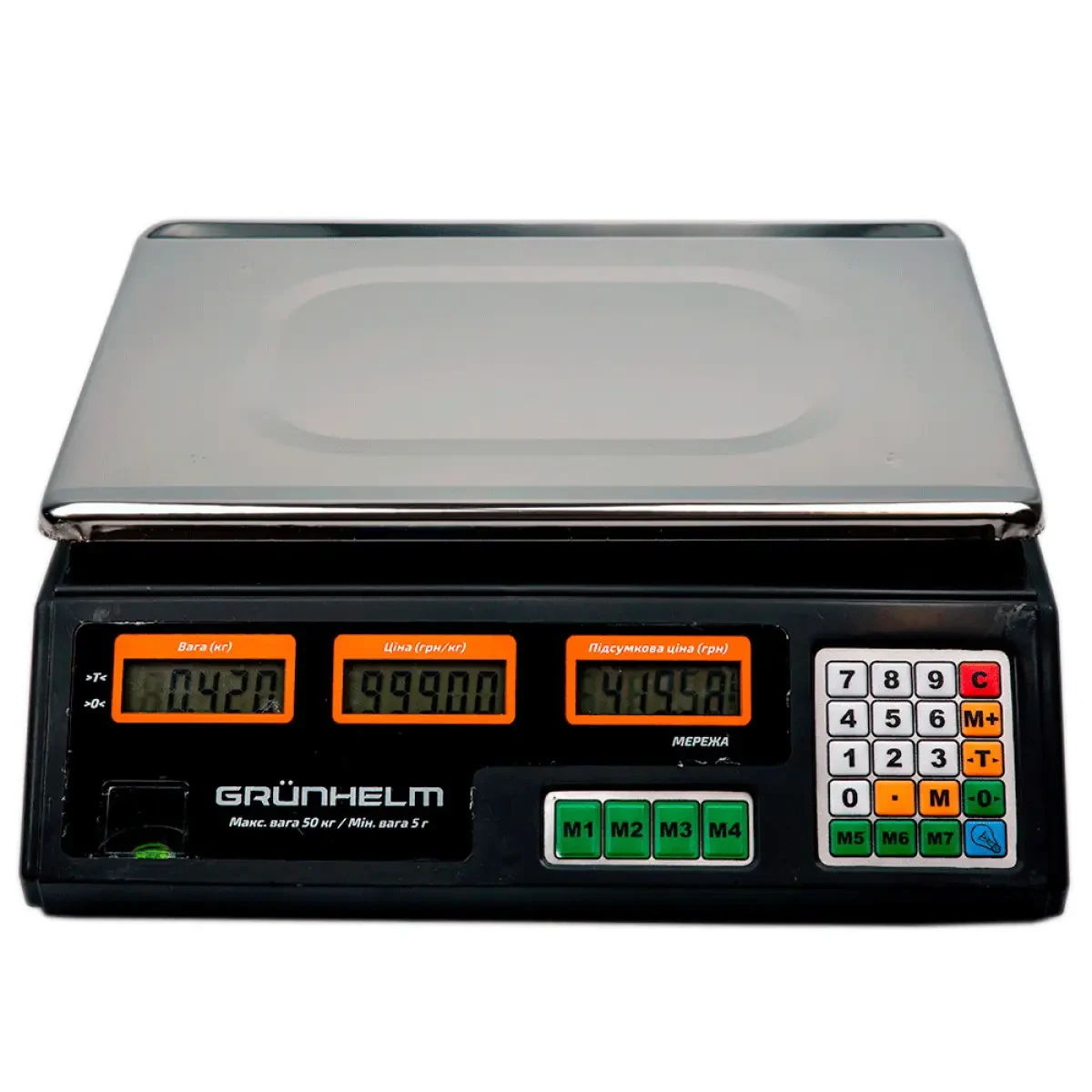 Ваги торгові Grunhelm GSC-051 50 кг платформні електронні ваги настільні з калькулятором універсальні, фото 1