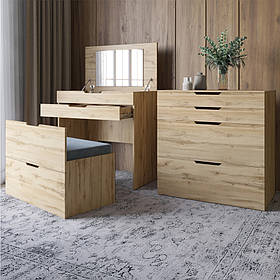 Комод-трюмо із дзеркалом, нішею під сидінням та шухлядою LION Азія Дуб Аппалачі (LION-041667)