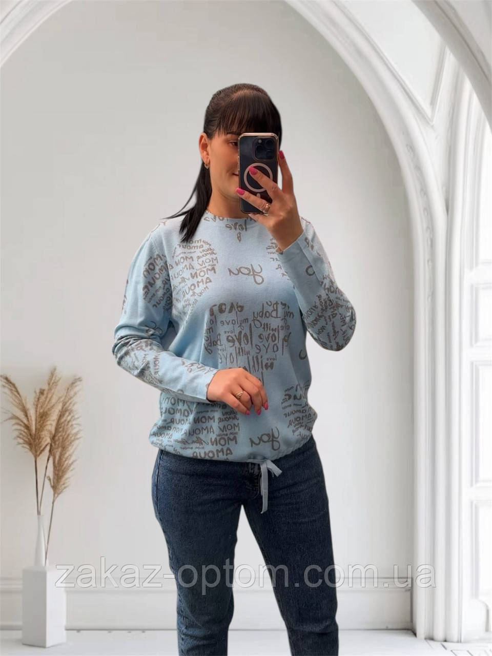 Светр жіночий на зав'язці кашемір оптом (50-54) Китай 25527-140891