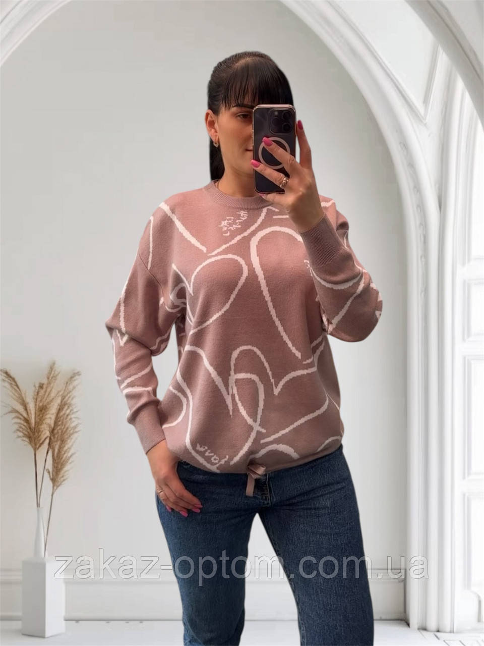 Светр жіночий на зав'язці кашемір оптом (48-54) Китай 25503-140892