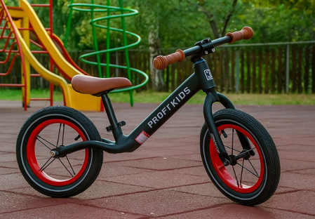 Біговел PROFI MBB 1010-1 12" – дитячий баланс-байк з надувними колесами, чорний/червоний дизайн, фото 1