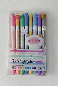 Набір 2 в 1 гелеві ручки + текстовиділювач 8 штук (двосторонні) (GP-2950)