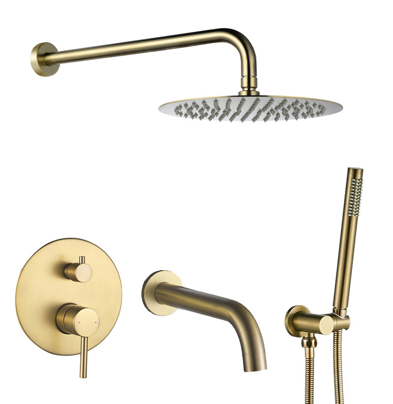 Душова система з виливом VBI MILANO BRUSHED GOLD прихованого монтажу