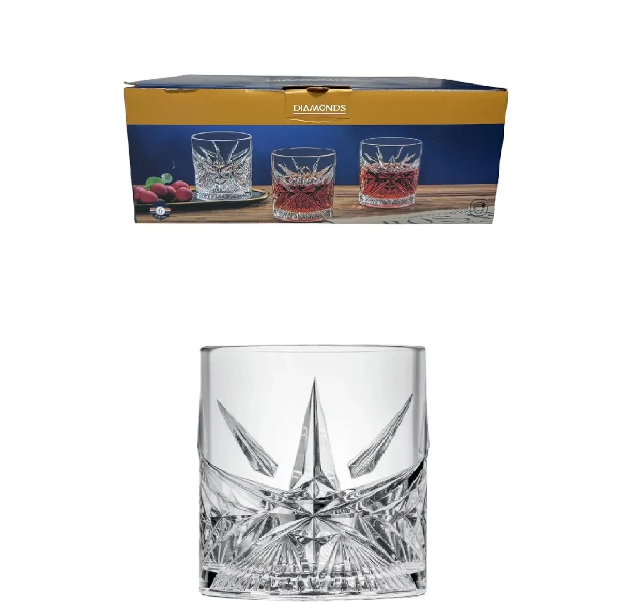 Набір низьких склянок Helios "Голдстар" для віскі 375 мл 6шт DM344-2, фото 1