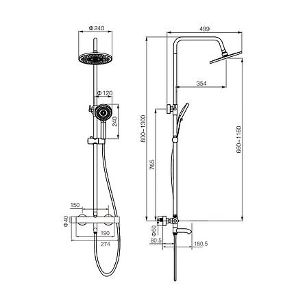 Душовий гарнітур VBI MILANO GOLD з термостатом і виливом, фото 2