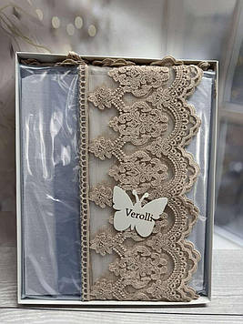 Скатертина силіконова 160/220 см на прямокутний стіл з мереживом вологостійка захисна Туреччина Verolli