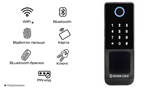 Розумний дверний біометричний замок SEVEN LOCK SL-7739BF