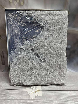 Скатертина силіконова 160/220 см на прямокутний стіл з мереживом вологостійка захисна Туреччина Verolli