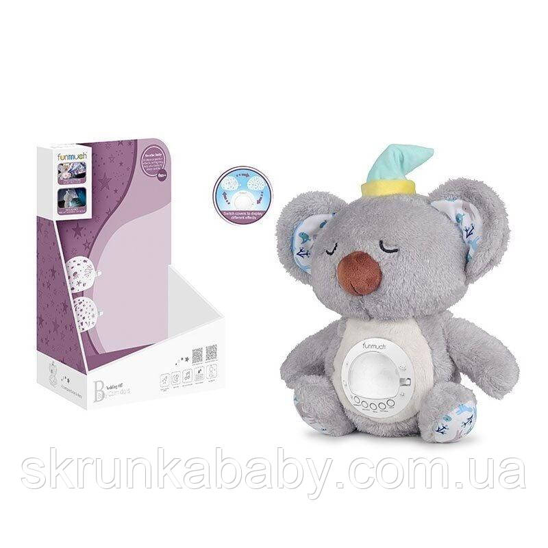 Нічник Коала, сплюшка, дихає, проєктор, 3 накладки, підсвічування, мелодія, звуки, в коробці, фото 1