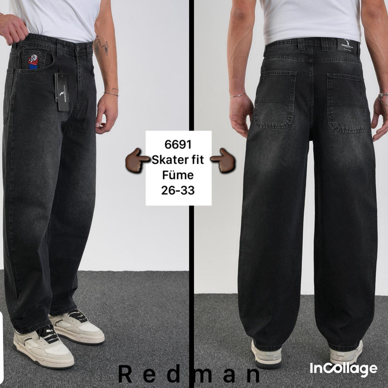 Чоловічі широкі джинси Skater Big Boy джинси темні Туреччина