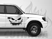 Наклейка на Авто / Мото / Скло / Кузов " Хелловін - Halloween - Посмішка гарбуза - на двері " будь-який колір