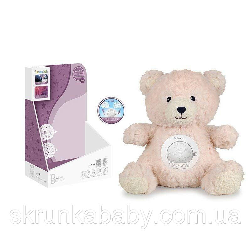 Нічник Ведмедик, вбудований акумулятор, Type-C, сенсор плачу, проєктор, звуки, мелодія, підсвічування, в короб, фото 1