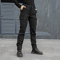Жіночі тактичні штани чорні для поліції карго Softshell на флісі демісезонні штани армійські осінні