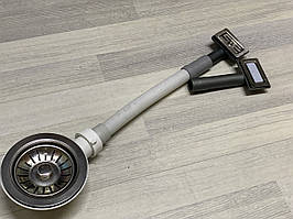 Сифон з декоративною накладкою на перелив для кухонної мийки, євро вентиль з переливом. Водозлив