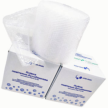 Пакувальна пухирчаста плівка двошарова ЮТЕК, 25 м × 0,25 м, 45 г/м², Ø 10 мм