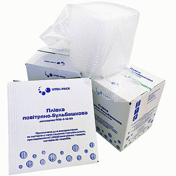 Пухирчаста плівка пакувальна двошарова ЮТЕК, 25 м × 0,25 м, прозора, щільність 45 г/м², Ø 10 мм