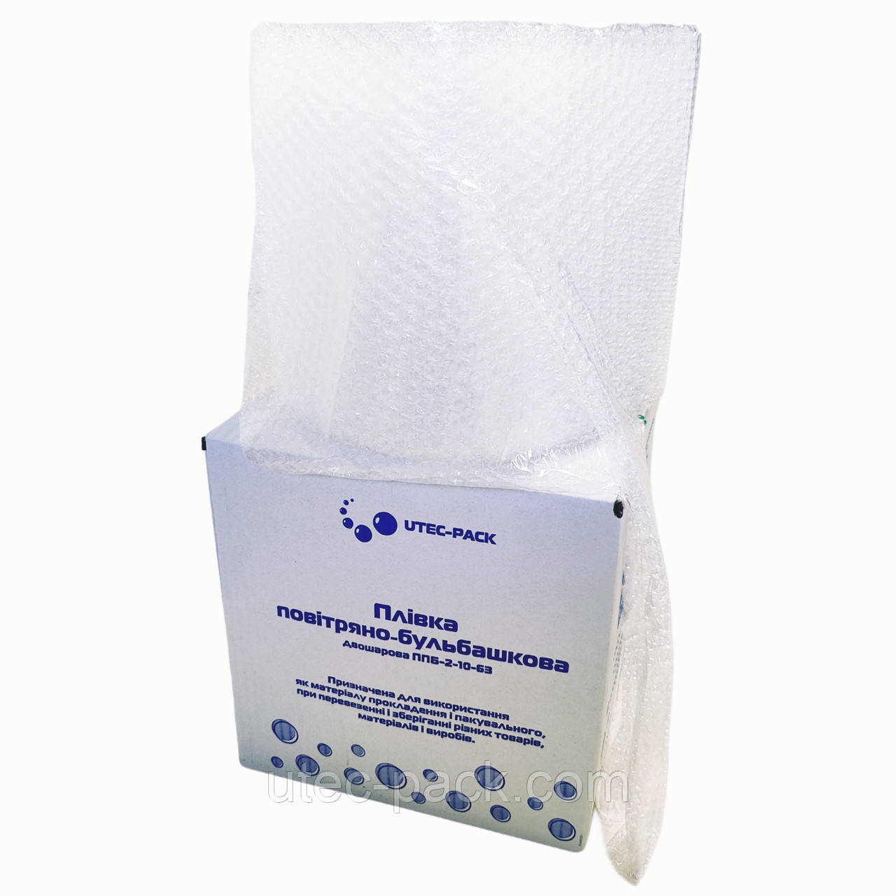 Плівка повітряно-бульбашкова двошарова ЮТЕК, 25 м × 0,25 м, щільність 45 г/м², діаметр бульбашки 10 мм, фото 1