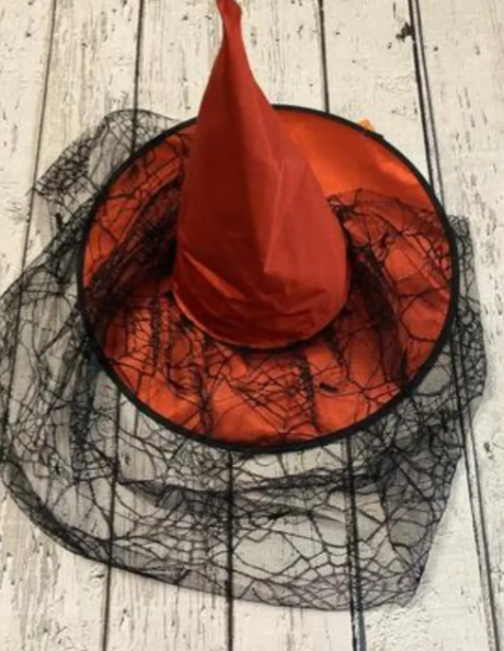 Шапка відьми з вуаллю Хелловін one size червоно-чорний, фото 1