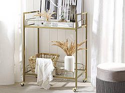 Декоративний візок із двома полицями із загартованого скла VENETA Золото