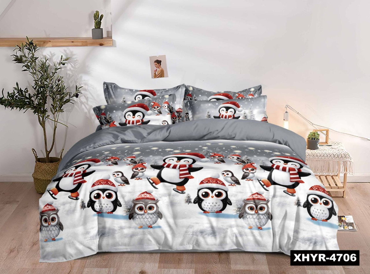 Новорічна постільна білизна фланель Royal Dream байка Зимова прогулянка, фото 1