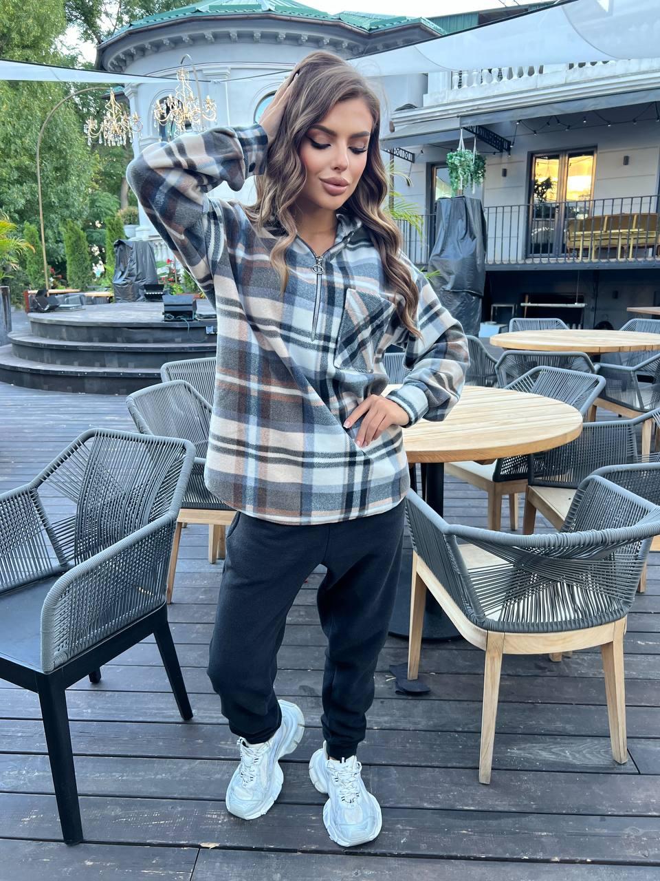 Костюм жіночий теплий клітина 23113, фото 1