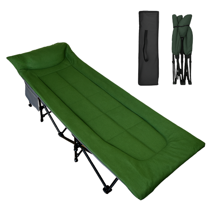 Зручна туристична похідна розкладачка з вбудованим матрацом LEOBRO Green (LB-CC-K1-GRN), фото 1