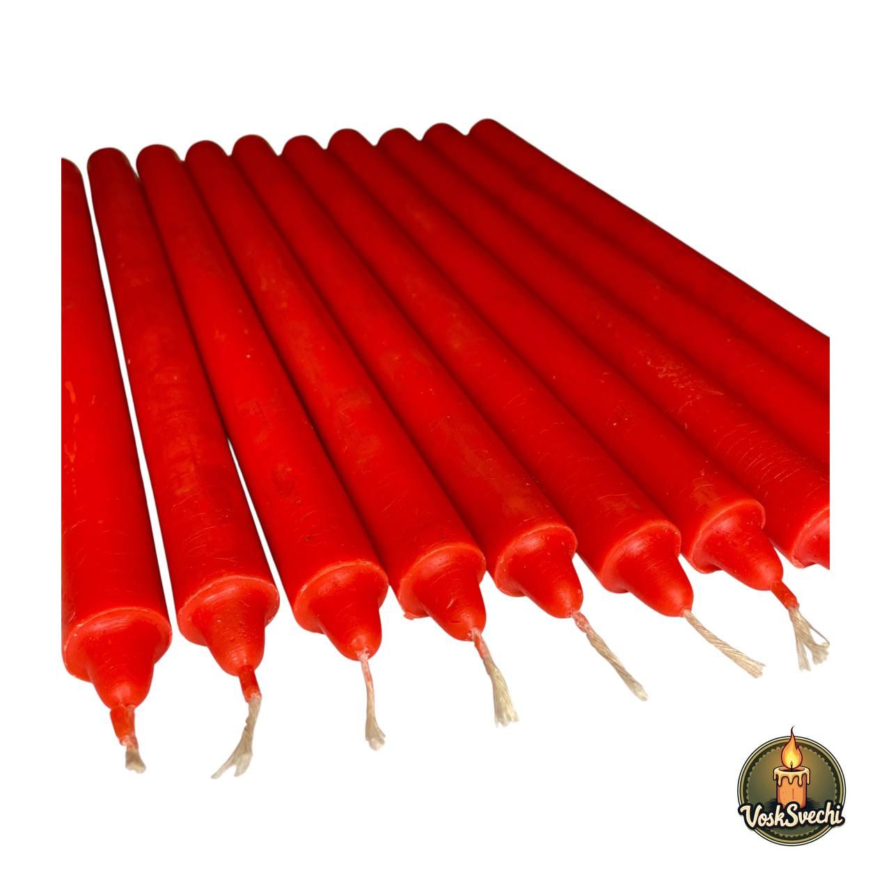 Червоні столові воскові свічки (набір 10 шт.), фото 1