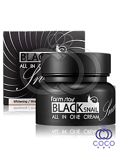 Відновлювальний крем для обличчя Farmstay — Black Snail All-In-One Cream з фільтратом слизу равлика — 100ml