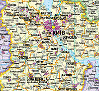 Картина Політична мапа України деталізована по областях Всі міста України Фотодрук на полотні, фото 3