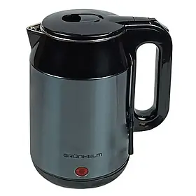 Стильний електричний чайник 1500 Вт 1,8 л  360°  Grunhelm EKS-1923G сірий чайник на підставці