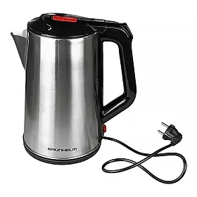 Електрочайник сірий 1500 Вт 2,3 л 360° Grunhelm EKS-1926S стильний електричний чайник