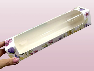 Коробка для макаронс, 30 см х 6 см х 6 см квіти