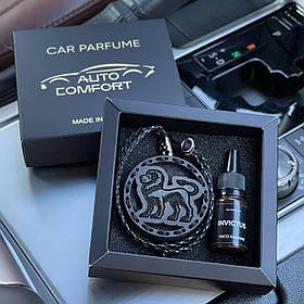 Ароматизатор в машину Лев, знак зодіаку, з темного дерева