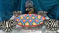 Традиційний узбекський набір посуду Ріштан - ляган 37 см + 4 коси атлас