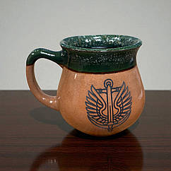 Чашка Морська піхота зелена ручна робота 450 мл