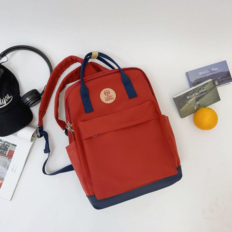 Стильний текстильний рюкзак. Вишневий з синім, фото 1