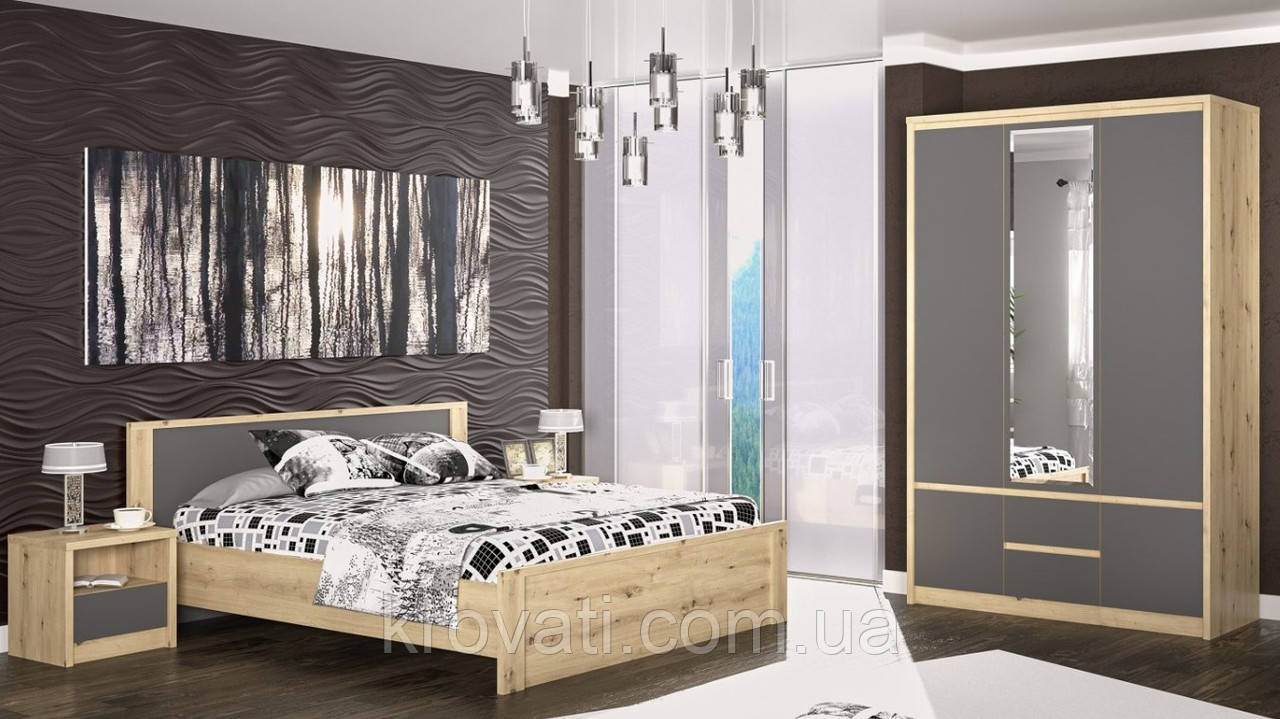 Спальня Домініка 2 Меблі Сервіс Дуб Артісан / Сірий