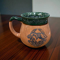 Чашка ССО зелено-біла ручна робота 450 мл