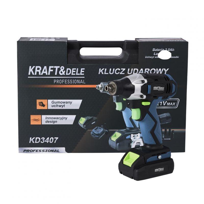 Акумуляторний гайковерт 750 Нм Kraft&Dele KD3407 – ударний інструмент з набором головок, фото 1