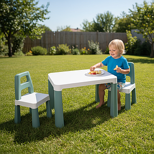 Дитячий стіл і два стільчики Технок (ТЕХ-0440), пластиковий. Зелений