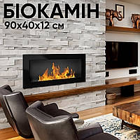 Біокаміни GMT 900*400 Black glossy Камини на біопаливці пальник 0,75 л Біокаміни для дому та офісу (Сочасний настінний екокамін)