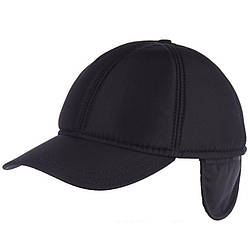 Чоловіча чорна кепка плащівка з флісом і вушками Розмір: 56- 60 (17120-1)