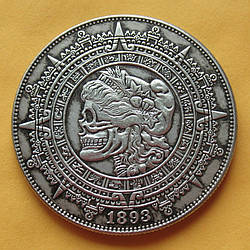 Сувенір монета долар СШАang 1893г "Череп свободи та календар Мая". Hobo Coin American Morgan