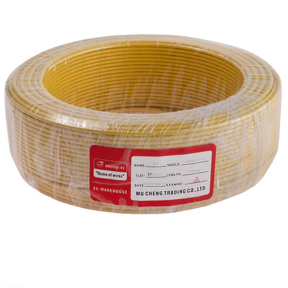 Дріт монолітний 1.5mm2 (16AWG/D1.38 мм, мідь, PVC), жовтий, 1 м