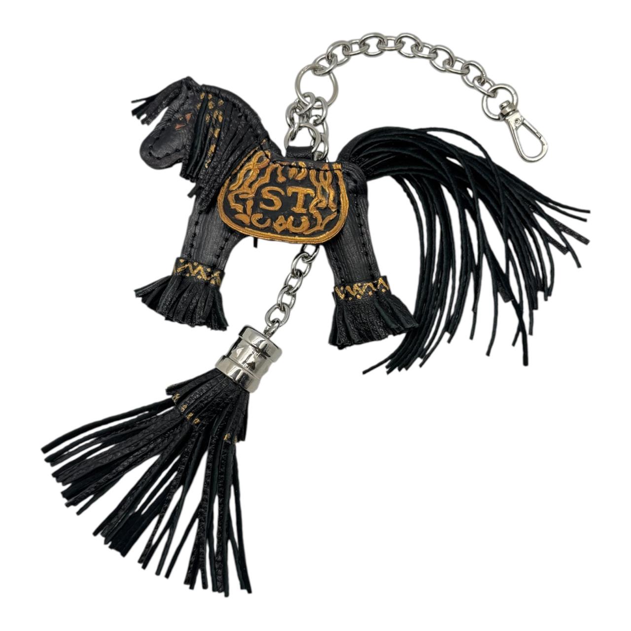 Шарм для сумки Конячка з пензликом з натуральної шкіри 7908 Silver Taurus., фото 1