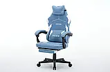 Комп’ютерне крісло із тканини з підніжкою і 2 подушками до 130кг DEUS EDGE СИНЄ, фото 3